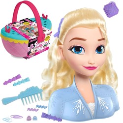 Lalka Głowa do czesania i stylizacji włosów Księżniczka Disney Elsa Kraina Lodu oraz akcesoria + GRATIS Koszyk piknikowy Myszki Minnie