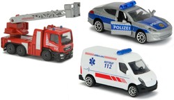 Majorette pojazdy SOS 3 sztuki wóz strażacki radiowóz karetka