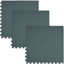 Mata piankowa Puzzle piankowe podłogowa bezpieczna wodoodporna 3 szt. ciemnozielony 62 x 62 x 1 cm butelkowa zieleń Humbi