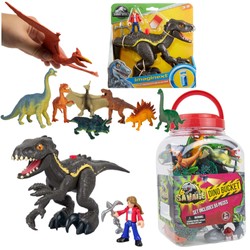 Mega zestaw dinazaurów - 55 elementów + Figurki Jurassic World Indoraptor i Maisie