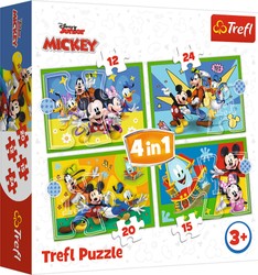 Myszka Miki Puzzle 4w1 Mickey Wśród przyjaciół 68 elementów