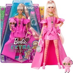 OUTLET Barbie stylowa Lalka Extra Fancy + akcesoria i figurka pieska USZKODZONE OPAKOWANIE