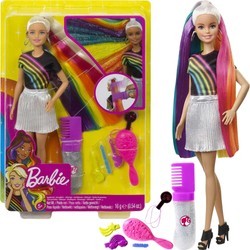 OUTLET Lalka Barbie Błyszczące Tęczowe Włosy + akcesoria USZKODZONE OPAKOWANIE