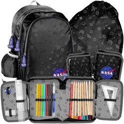 Paso Zestaw szkolny, Młodzieżowy plecak, tornister +  worek na buty i piórnik z wyposażeniem NASA