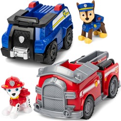 Psi Patrol Chase i Marshall figurki i pojazdy wóz strażacki i radiowóz