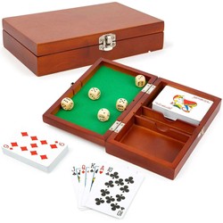 Small Foot 11363 Zestaw do gry w karty i kości w drewnianym pudełku