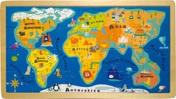 Small Foot Drewniane Puzzle Mapa Świata Kontynenty 24 elementy