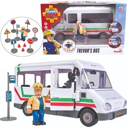 Strażak Sam Autobus Trevora z figurką, znakami drogowymi i akcesoriami