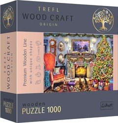 Wood Craft Puzzle Drewniane 1000 elementów Przy świątecznym kominku