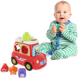 Zabawka edukacyjna czerwone Autko Małego Kierowcy Interaktywny sorter kolorowe klocki światło dźwięk język polski Vtech
