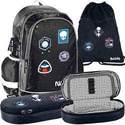 Zestaw 3W1 Plecak Worek Premium Piórnik Saszetka Czarny Space Mission BeUniq Paso