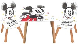 Zestaw Myszka Mickey drewniany stolik + dwa krzesełka