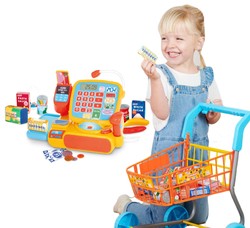 Zestaw Wózek sklepowy z zakupami Kasa sklepowa dla dzieci Supermarket Casdon