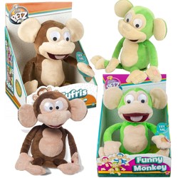 Zestaw interaktywnych maskotek śmiejąca się i turlająca Małpka oraz Chichocząca zielona Furfis Funny Monkey 