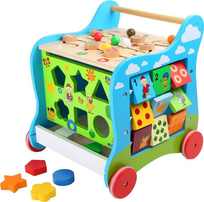Edukacyjny Prezent Dla 2 Latka Drewniany edukacyjny chodzik pchacz kostka edukacyjna sorter zegar
