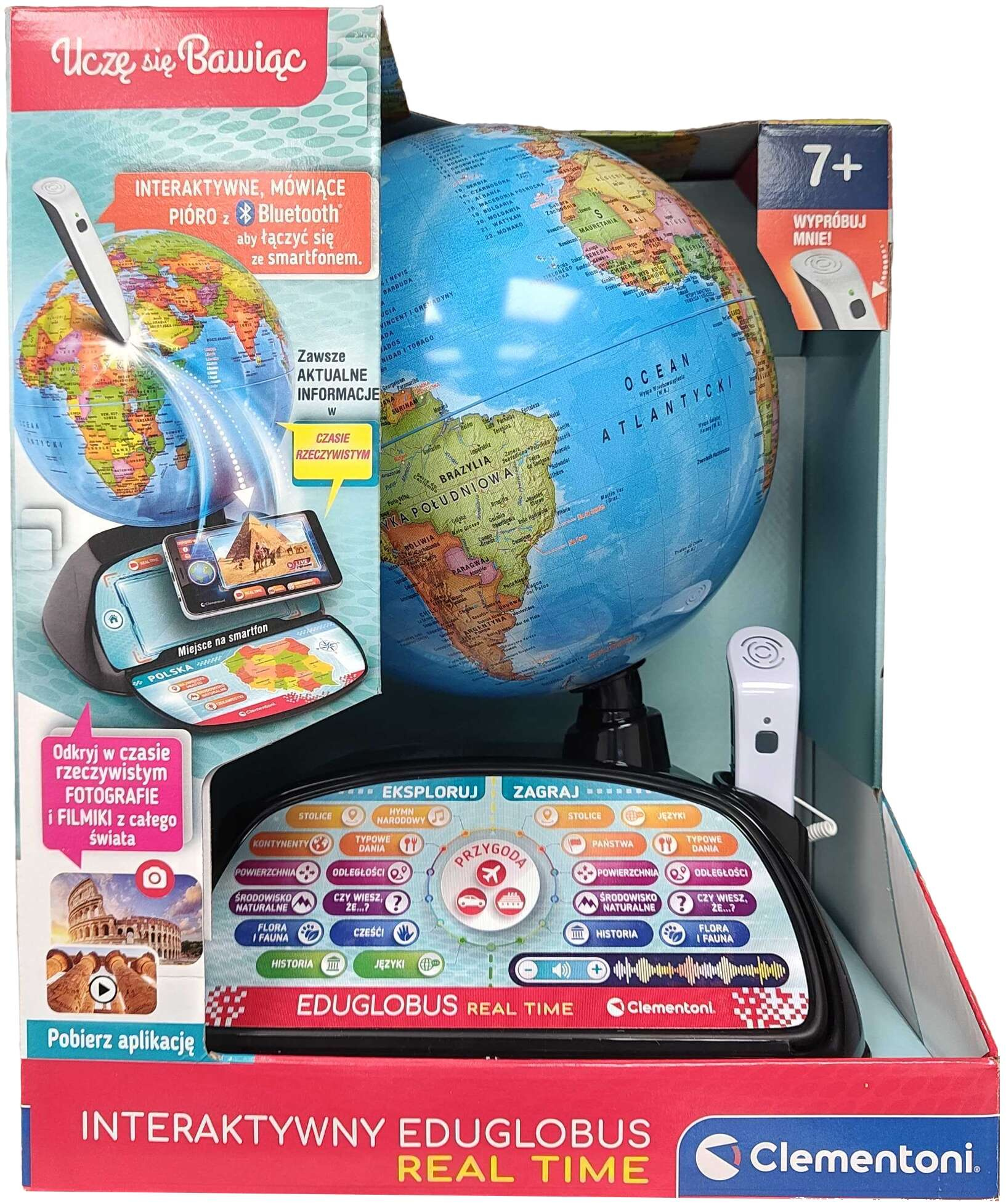 Duży Interaktywny Edukacyjny Globus Naukowy Zagadki Quiz Ciekawostki