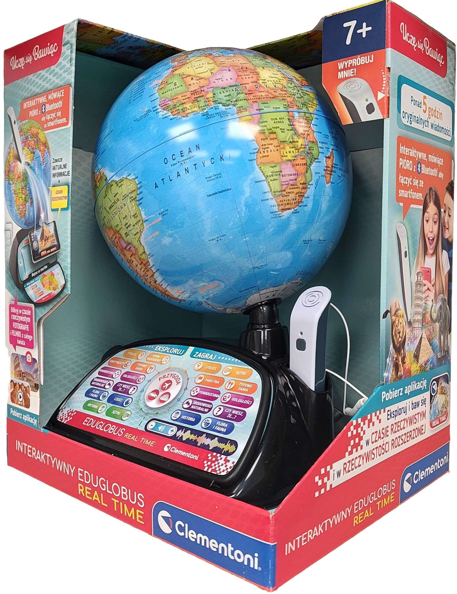 Duży Interaktywny Edukacyjny Globus Naukowy Zagadki Quiz Ciekawostki
