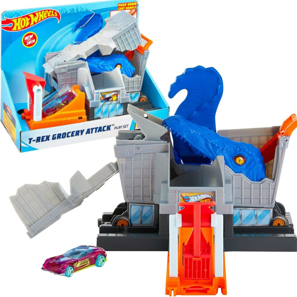 hot wheels city t rex grocery attack
