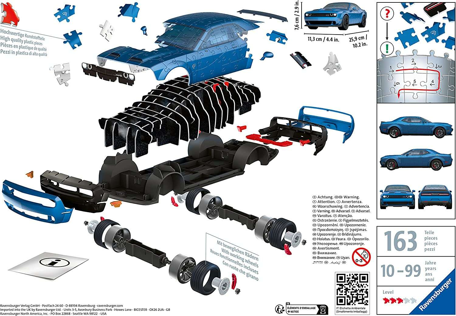 Puzzle 3D pojazd Dodge Challenger SRT 163 elementy : Humbi pl Puzzle 3D pojazd Dodge Challenger SRT 163 elementy : Humbi pl