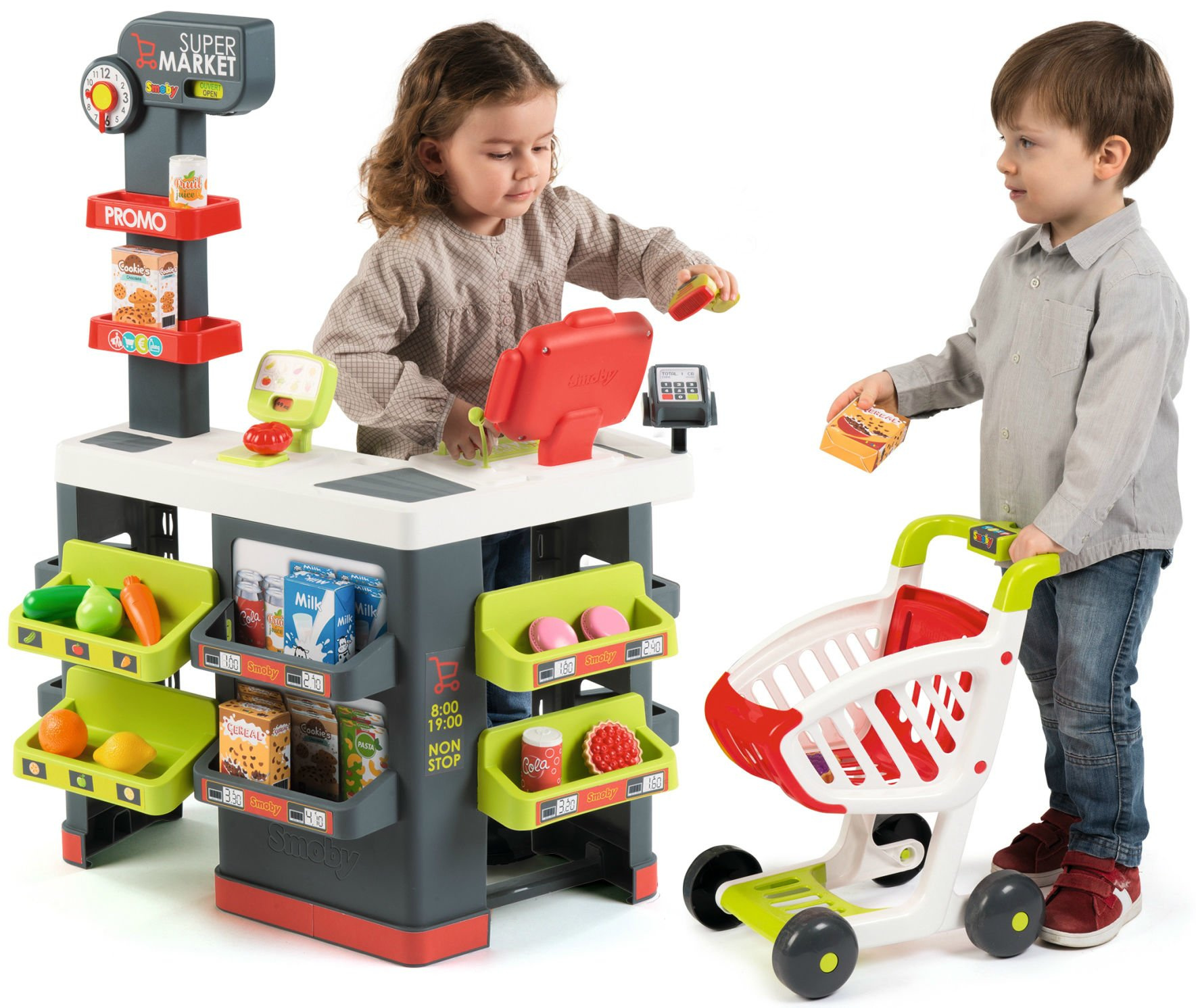 Zabawki Dla Dzieci 3 4 Lata Smoby 350213 Supermarket Sklep dla dzieci wózek sklepowy 42 akcesoria