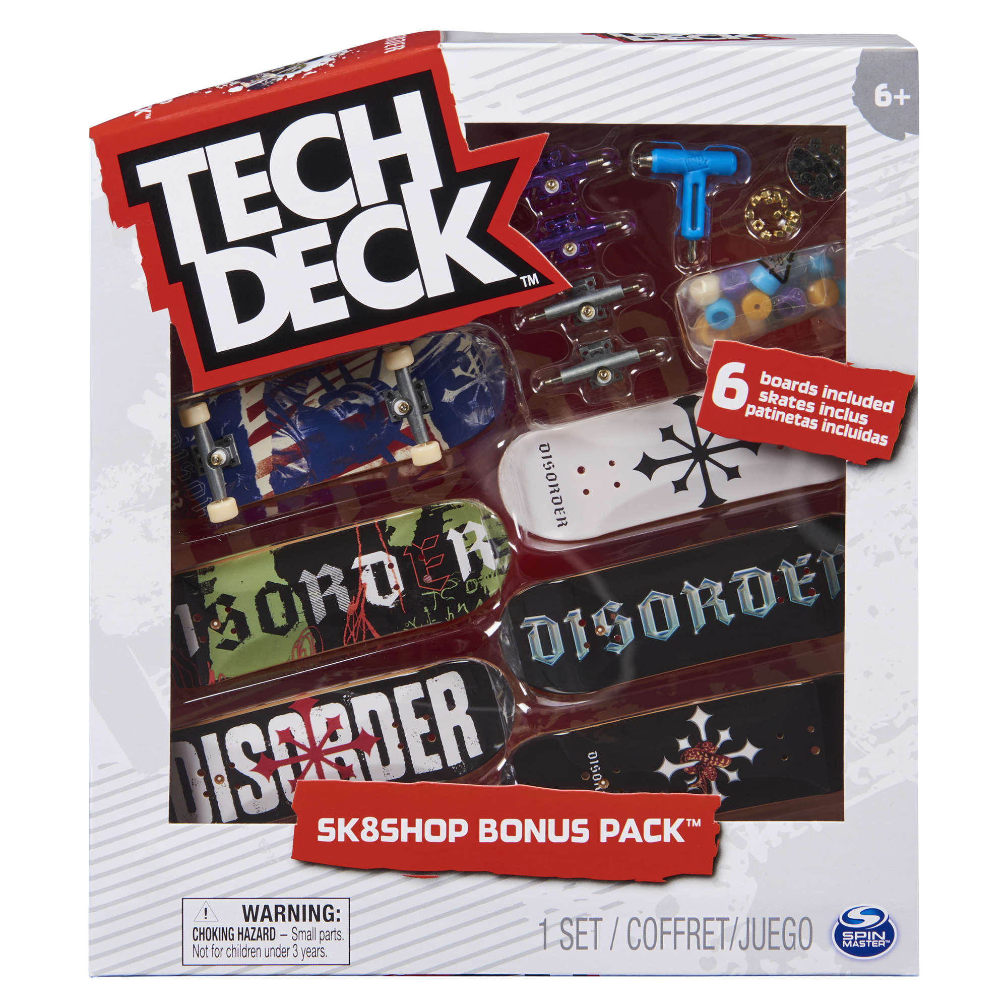 Tech Deck zestaw 6 deskorolek Bonus Pack Disorder + akcesoria