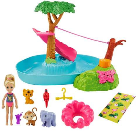 Barbie Chelsea Urodziny w basenie z laleczką i akcesoriami
