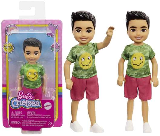 Barbie Chelsea lalka chłopiec w koszulce z nadrukiem