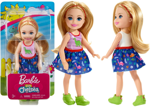 Barbie Club lalka Chelsea w bluzeczkę z dinozaurem