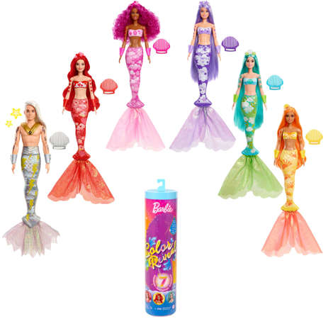 Barbie Color Reveal Kolorowa Syrenka niespodzianka + akcesoria