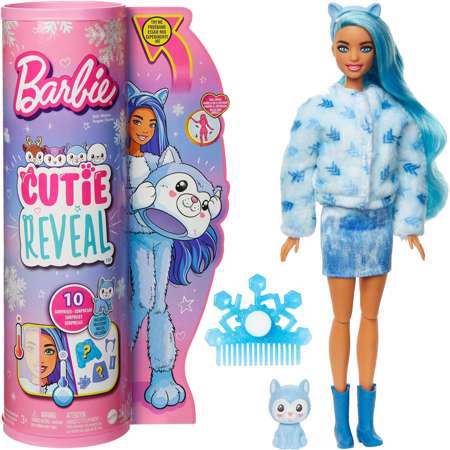 Barbie Cutie Reveal Lalka niespodzianka piesek husky seria 3