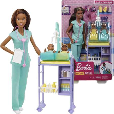 Barbie Kariera zestaw lalka Pediatra, bliźniaki + akcesoria