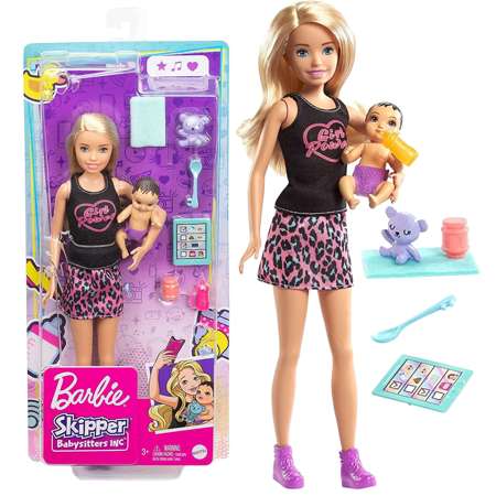 Barbie Opiekunka w blond włosach z niemowlakiem