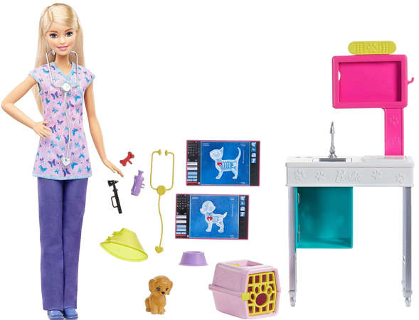 Barbie Zestaw mebelków Weterynarz + Lalka Pielęgniarka