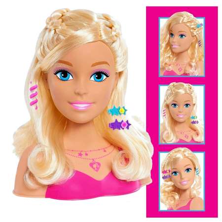 Barbie głowa lalka do czesania stylizacji blondynka + akcesoria do włosów