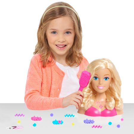 Barbie głowa lalka do czesania stylizacji blondynka + akcesoria do włosów