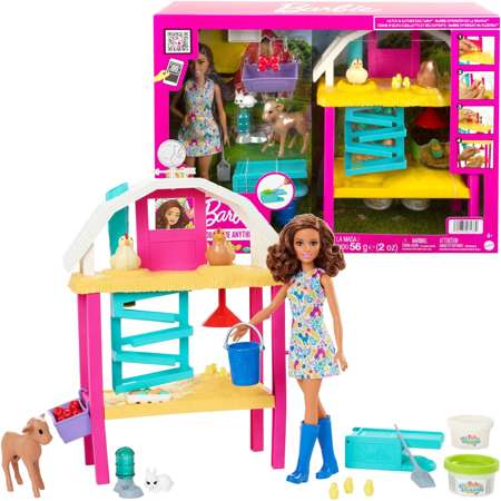 Barbie zestaw Farma radosnych kurek z lalką i akcesoriami