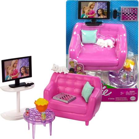 Barbie zestaw Wieczór filmowy z kanapą i kotkiem