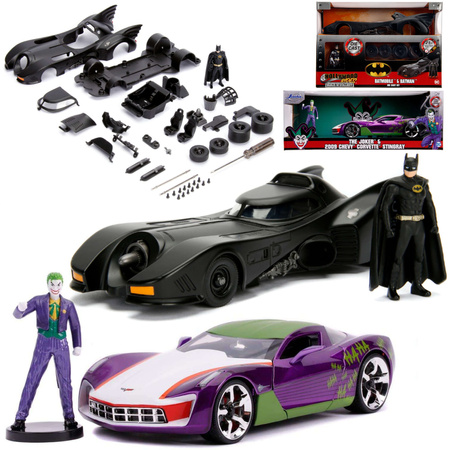 Batman Batmobile 1989 do samodzielnego złożenia + Chevy Corvette Stingray + 2 figurki