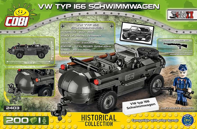 COBI klocki HC WWII VW 166 Schwimmwagen 200 klocków 2403