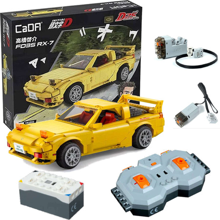 Cada zestaw klocków konstrukcyjnych Mazda RX-7 manga Initial-D C61023W + Power System do zdalnie sterowania pojazdów