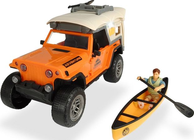Dickie Toys Prawdziwy camping-Jeep + figurka i akcesoria