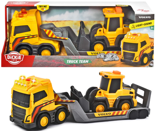 Dickie Volvo Construction Truck Team z lawetą i koparką św/dźw