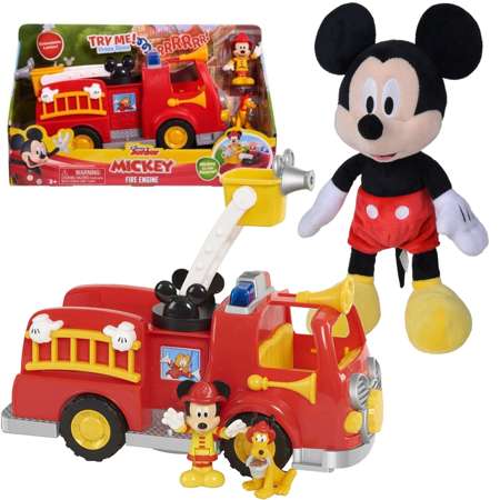 Disney Myszka Mickey Miki maskotka 35cm + duży wóz strażacki ze światłem i dźwiękiem