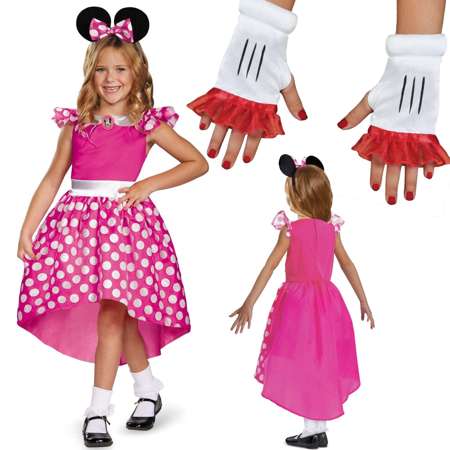 Disney kostium, strój karnawałowy Myszka Minnie 109-123 cm (5-6 lat) + rękawiczki