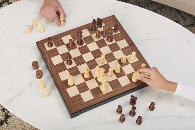 Drewniane luksusowe szachy i warcaby zestaw 2w1 duże