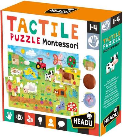 Duże puzzle sensoryczne Montessori Farma 21 elementów