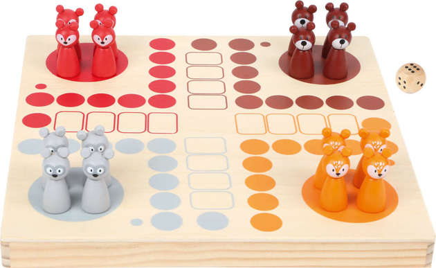 Duży drewniany zestaw do gry Chińczyk dla dzieci leśne zwierzątka