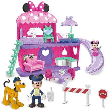 Figurki Mickey i Pluto policjanci + Domek Myszki Minnie