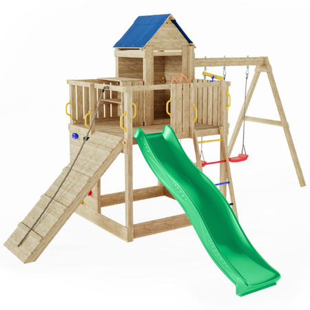 Fungoo drewniany plac zabaw TREEHOUSE3 domek zjeżdżalnia huśtawki
