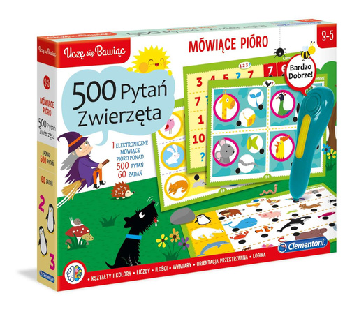 Gra Mówiące pióro 500 pytań Zwierzęta Quiz interaktywny Clementoni